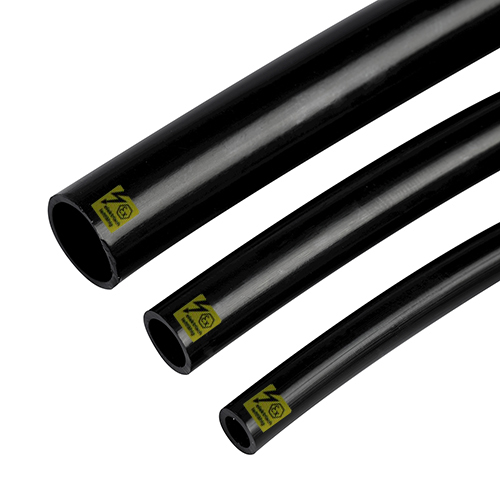 Flexibler PTFE-el-schwarz Schlauch, max. 5,8 bar bei 20&deg;C, 65 Shore D, elektrisch leitf&auml;hig
