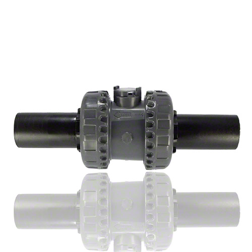 PVC-U Kugelr&uuml;ckschlagventil, PE100-Stutzen, EPDM